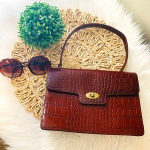 VICTORIA WIECK CROCODILE BROWN LEATHER HANDBAG